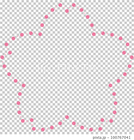 ドットラインの桜フレームのイラスト(ピンク) ドットラインの桜フレームのイラスト(ピンク) 100767041