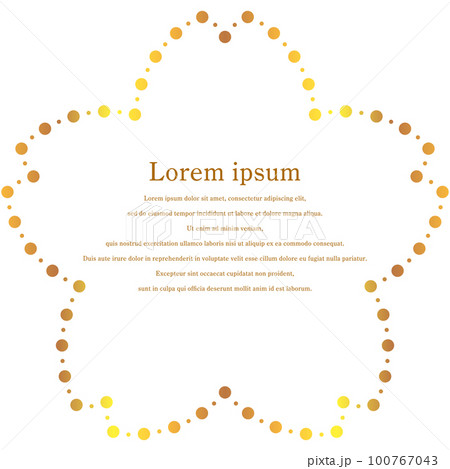 ドットラインの桜フレームのイラスト(ゴールド) ドットラインの桜フレームのイラスト(ゴールド) 100767043