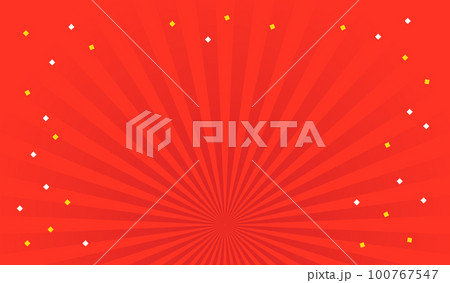 集中線と紙吹雪のシンプルなベクターイラスト背景素材 100767547