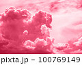 Trendy color of the year 2023. Sky with rain clouds toned in viva magenta color 100769149