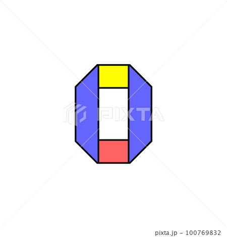 Font alphabet folded from colored paper, number made in multi-colored ribbon, vector illustration 10EPS 100769832