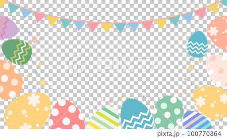 Cute Easter egg & garland background frame material Transparent background Cute Easter egg & garland background frame material Transparent background 100770864