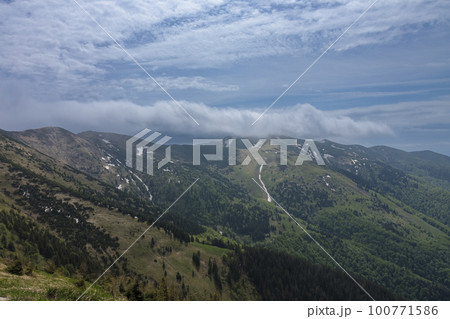 Mountains Hromove, Chleb, Velky Krivan, national park Mala Fatra, Slovakia, spring cloudy day. Mountains Hromove, Chleb, Velky Krivan, national park Mala Fatra, Slovakia, spring cloudy day. 100771586