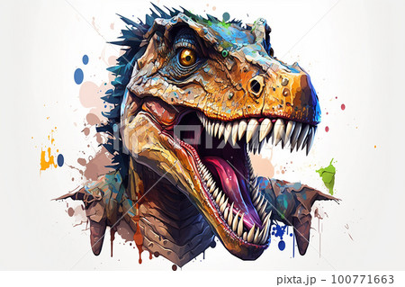 恐竜(ティラノサウルス) 3Dイラスト ステッカー風 Generative AI 「AI生成画像」 恐竜(ティラノサウルス) 3Dイラスト ステッカー風 Generative AI 「AI生成画像」 100771663