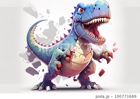 恐竜(ティラノサウルス)　3Dイラスト ステッカー風　Generative AI 「AI生成画像」 100771689