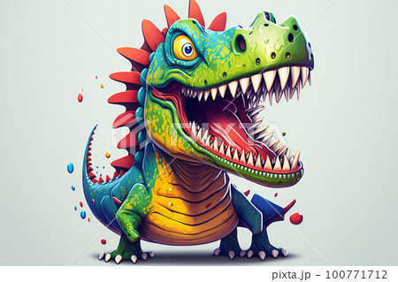 恐竜(ティラノサウルス)　3Dイラスト ステッカー風　Generative AI 「AI生成画像」 100771712