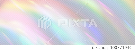 Rainbow light prism effect, transparent background. Hologram reflection, crystal flare leak shadow overlay. Vector illustration of abstract blurred iridescent light backdrop. Rainbow light prism effect, transparent background. Hologram reflection, crystal flare leak shadow overlay. Vector illustration of abstract blurred iridescent light backdrop. 100771940