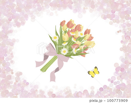 チューリップの花束：フレーム付き 100773909