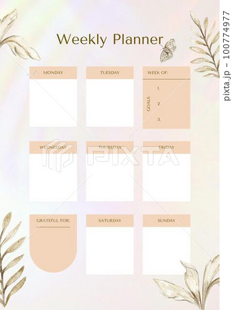 Minimalistic planners , daily, weely, monthly. Annual wall calendar planner template. Week starts on Monday.Clear and simple printable to do list. Business organizer page. Paper sheet. 100774977