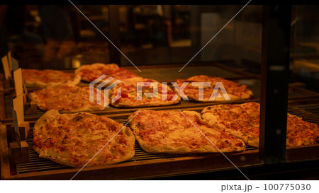 Freshly made pizzas at Corfu Airport. 100775030