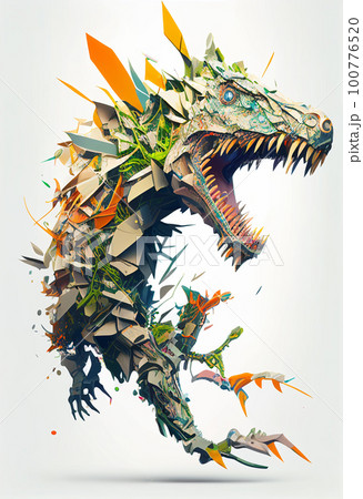 恐竜 ティラノサウルス　イラスト 「AI生成画像」Generative AI  100776520