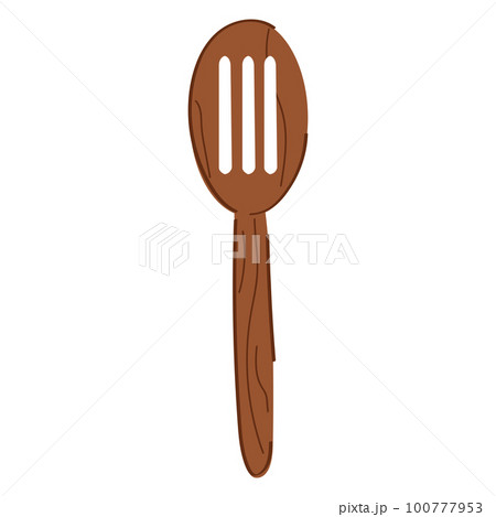 Cute cartoon style brown wooden spatula. Cute cartoon style brown wooden spatula. 100777953