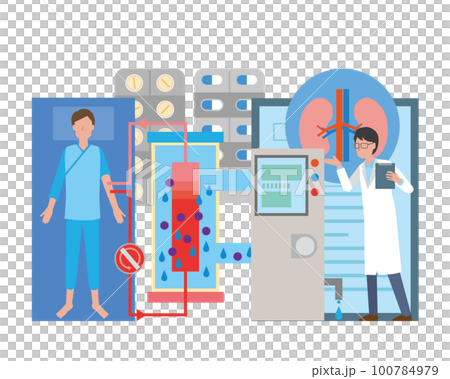 人工透析治療のイメージイラスト 人工透析治療のイメージイラスト 100784979