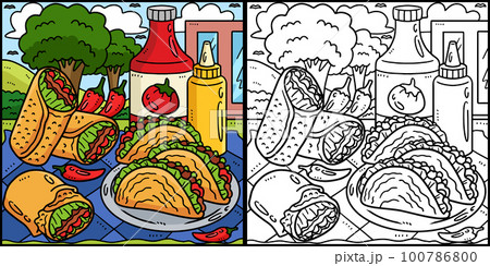 Cinco de Mayo Tacos and Burrito Illustration Cinco de Mayo Tacos and Burrito Illustration 100786800