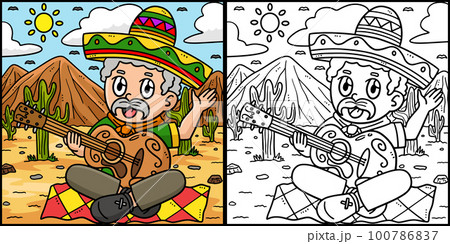 Cinco de Mayo Man Playing Guitar Illustration 100786837