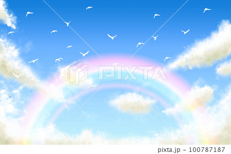 青空と虹と羽ばたく鳥 青空と虹と羽ばたく鳥 100787187