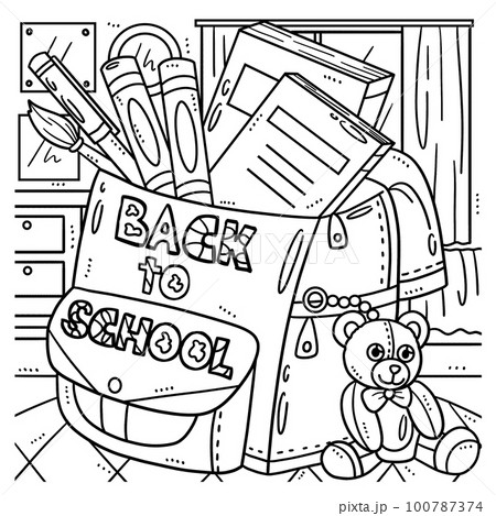 Back To School Bag Coloring Page for Kids 100787374