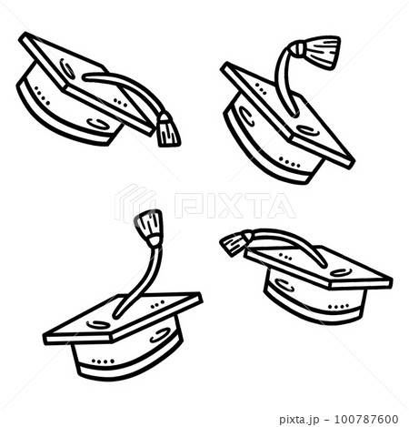 Graduation Cap Isolated Coloring Page for Kids 100787600