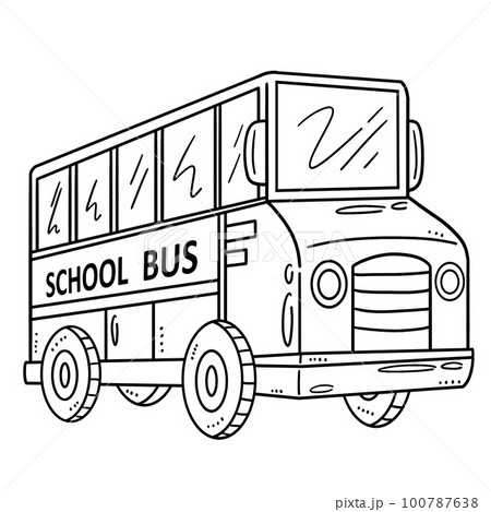 Back To School Bus Isolated Coloring Page for Kids 100787638