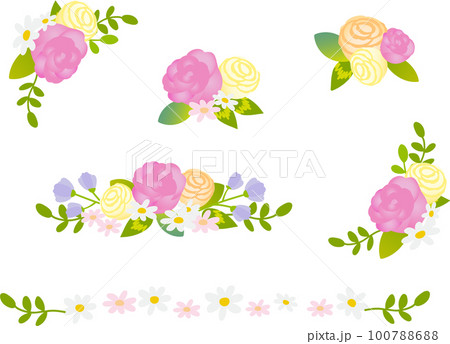 ピンクのバラを使った花束のフレーム 100788688