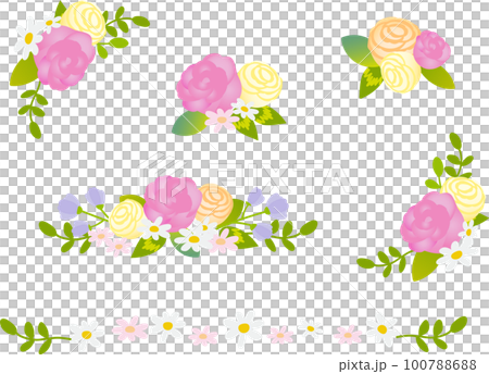 Bouquet frame with pink roses 100788688