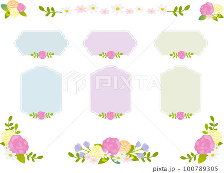 ピンクのバラを使った花束とかわいいフレーム ピンクのバラを使った花束とかわいいフレーム 100789305