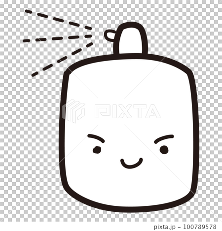 Alcohol disinfectant spray bottle character (black and white) 100789578