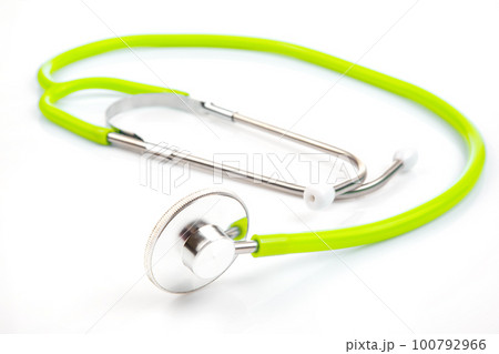 stethoscope on a white background. heart rate medical instrument stethoscope on a white background. heart rate medical instrument 100792966