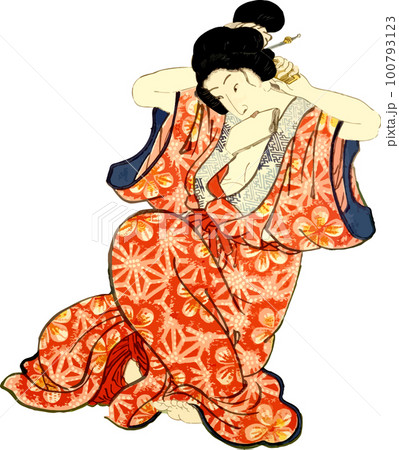髪を結う女性 100793123