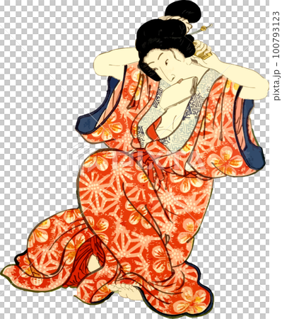 髪を結う女性 100793123