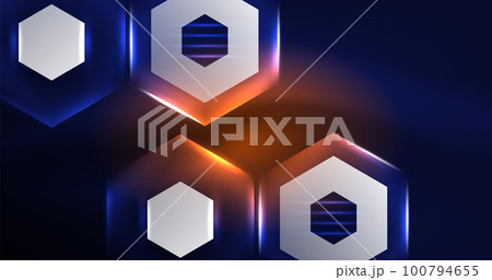Abstract background neon hexagon vector illustration 100794655