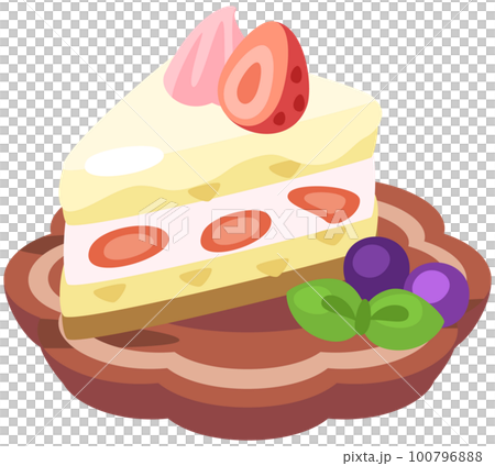 ショートケーキのイラスト_コロンとかわいいシンプルお料理ベクターイラスト 100796888