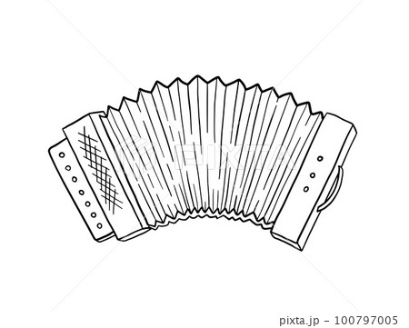 Accordion doodle. Musical instrument in sketch style. Vector hand drawn illustration isolated on white background Accordion doodle. Musical instrument in sketch style. Vector hand drawn illustration isolated on white background 100797005