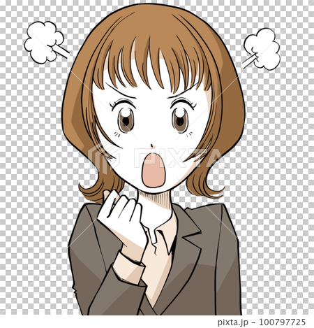 憤怒的面部表情的女人 憤怒的面部表情的女人 100797725