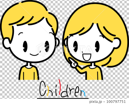 一個女孩說話和一個男孩聽的插圖 100797751