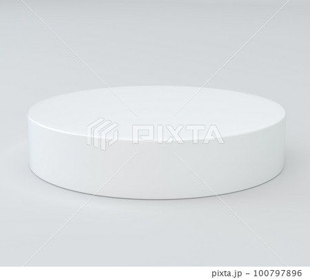 White stage podium for presentation. Blank cylinder geometric for showcase. 3d illustration White stage podium for presentation. Blank cylinder geometric for showcase. 3d illustration 100797896