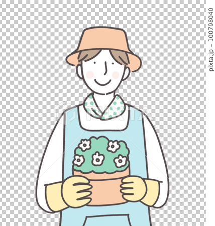 家庭菜園を楽しむ男性 100798040