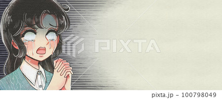 少女まんが風バナー・白目をむいて涙を流す女 100798049