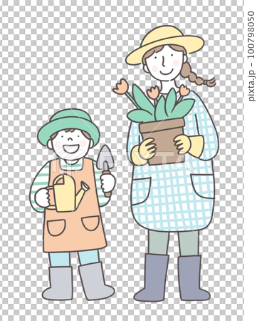 父母和孩子們享受廚房花園 100798050