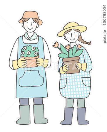 家庭菜園を楽しむ夫婦 家庭菜園を楽しむ夫婦 100798054
