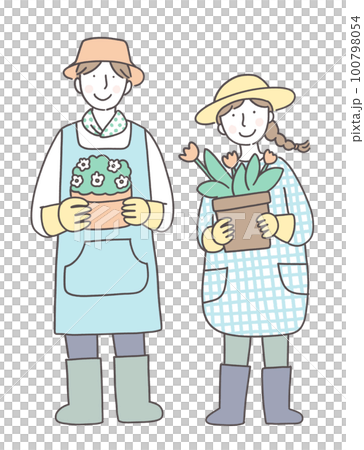 家庭菜園を楽しむ夫婦 家庭菜園を楽しむ夫婦 100798054