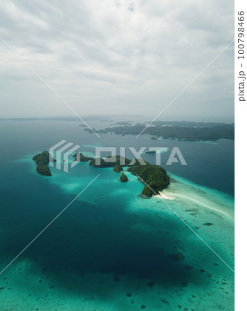 Pristine blue ocean, rock islands in Palau Pristine blue ocean, rock islands in Palau 100798466