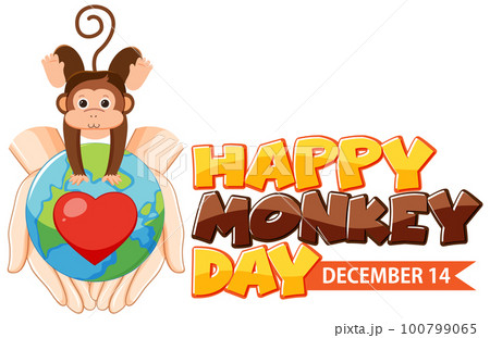 Monkey day text for banner or poster design 100799065