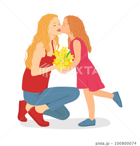 mother daughter kissing Freepik