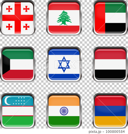Badge style flag illustration icon set ☆ Asia ☆ 100800584