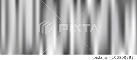 Silver foil background. Metal textured shiny gradient. Stainless glossy surface with reflection. Realistic chrome backdrop. Vector illustration. 100800593