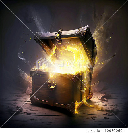 眩しく光り輝く宝が入った宝箱 眩しく光り輝く宝が入った宝箱 100800604