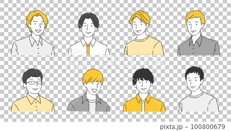 休閒服男圖標集頭像插畫 100800679