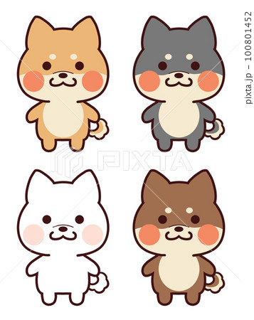 かわいい柴犬のイラストセット かわいい柴犬のイラストセット 100801452