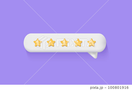 3d customer review. Feedback from clients concept. Stars rating on purple background. Realistic vector illustration for website or mobile applications 3d customer review. Feedback from clients concept. Stars rating on purple background. Realistic vector illustration for website or mobile applications 100801916